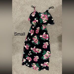 Floral Black and Pink Kids Dress